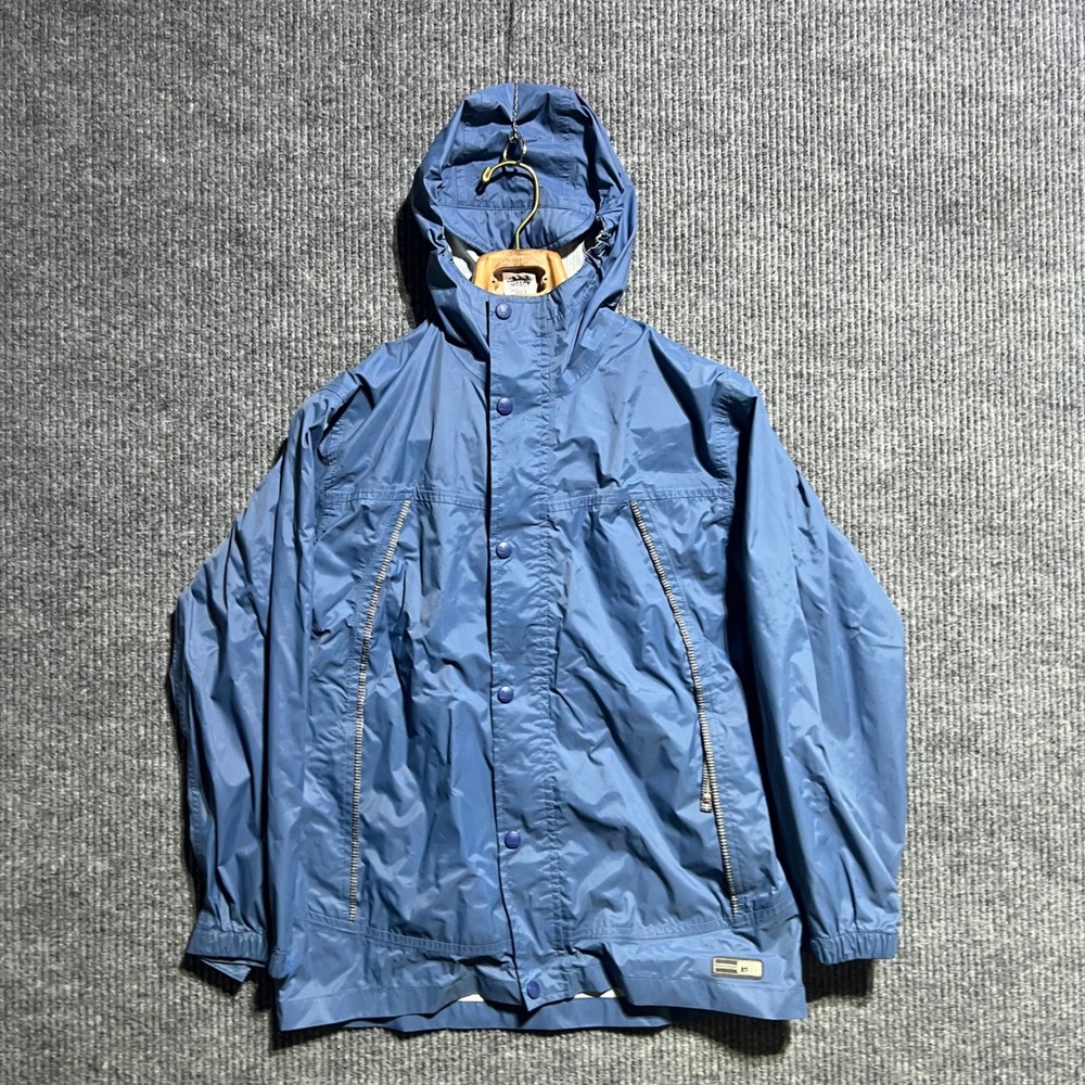 Vintage REI Rain Jacket Kids Size L Blue Hooded Full Zip Gorpcore Tech Shell